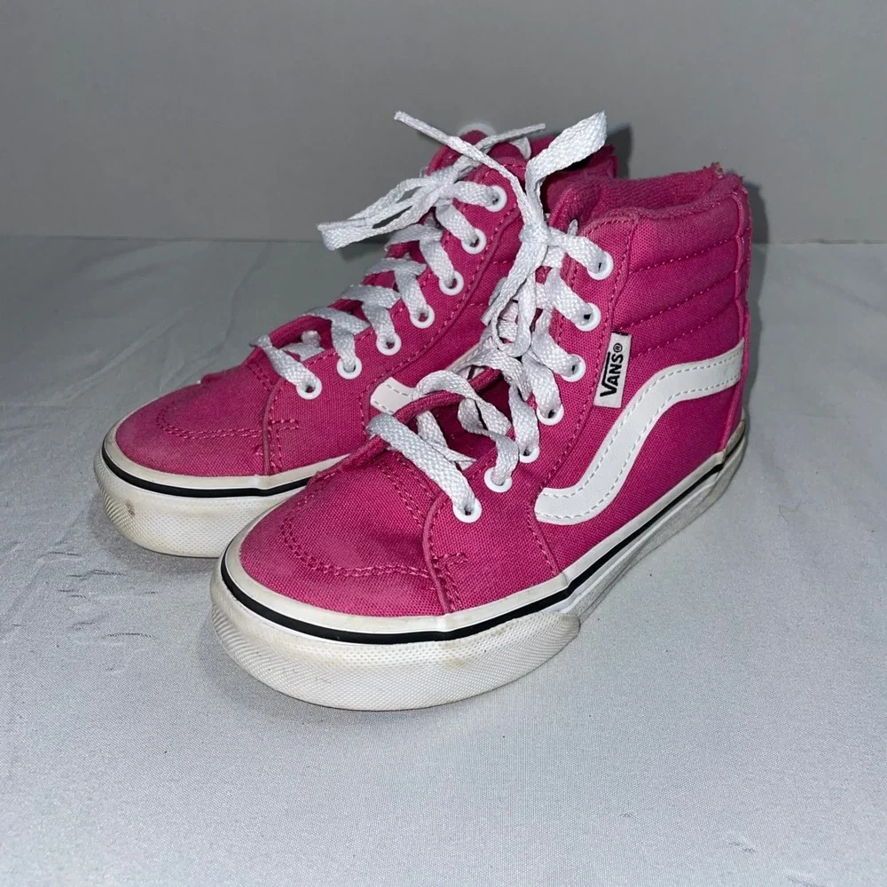 Vans‎ Sk8-Hi Zip Pink High Top Sneakers Kids Size 11 Missy Canvas Skate Shoes